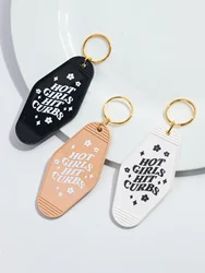 1pc Plastic Hot Girls Letters Motel Keychain Trendy PVC Keychain Personalized Geometric Hotel Key Ring Car Accessories Gift