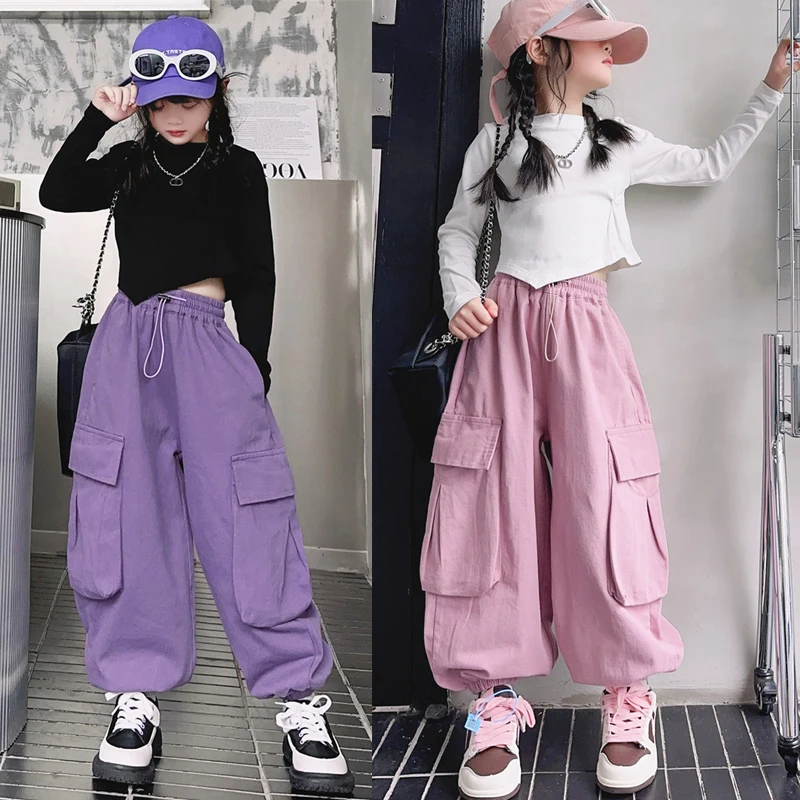 

2023 New Ballroom Hip Hop Dance Costumes For Kids Loose Shirts Hiphop Pants Suit Streetwear Girls Jazz Dancing Outfits DQS14234