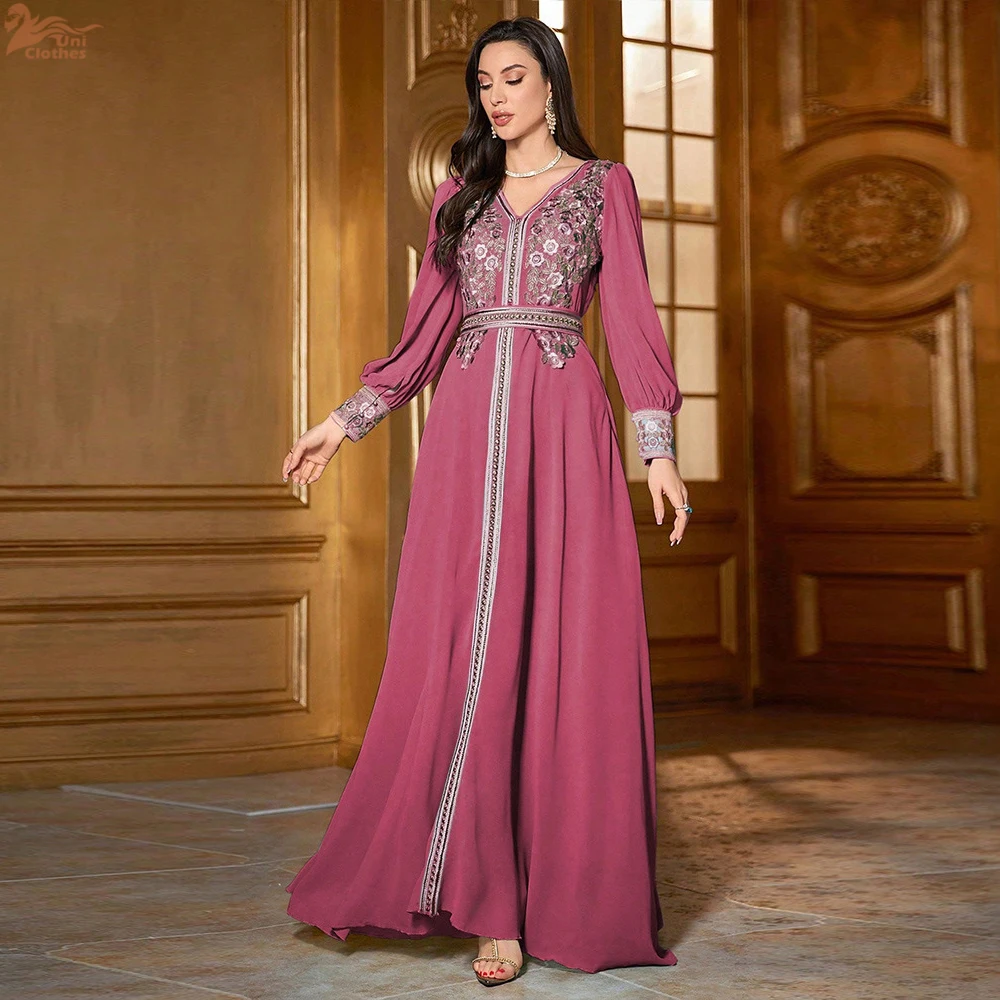 عبايات رمضان دبي للنساء فستان ماكسي إسلامي مطرز قفطان تركي رداء عربي عيد جلابة المغرب فيستدوس #3