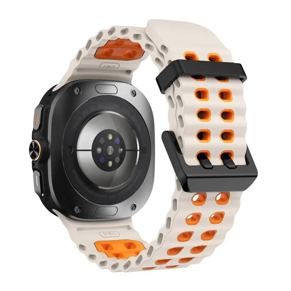 سوار متوافق مع حزام ساعة Samsung Galaxy Ultra 47 ملم بإبزيم مزدوج من السيليكون لهاتف Samsung Galaxy Ultra