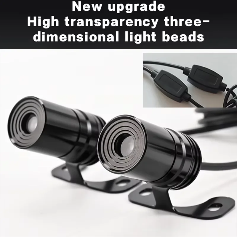 2PCS Motorcycle Angel Wings LED Projection Light Electric Car Street Modification Welcome Decoration Anti-Collision Laser Light