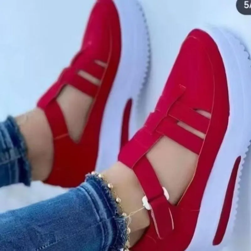 

2026 Summer New Women's Shoes Wedge Heel Platform Casual Single Shoes Solid Color Hollow Breathable Mesh Casual Sports Shoes
