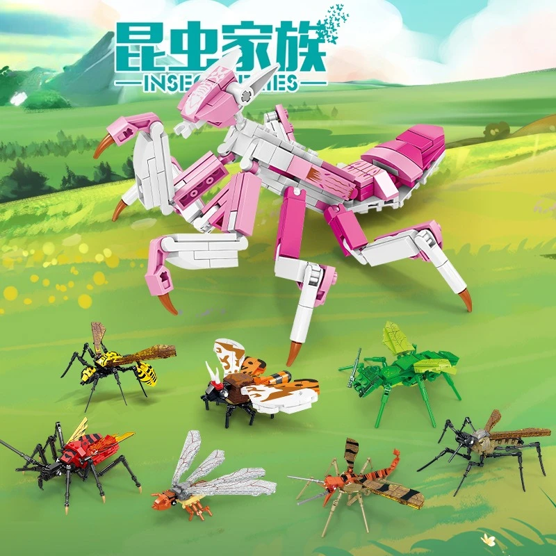 

Insect Family Butterfly Mantis Building Blocks Children's educational assembly toys