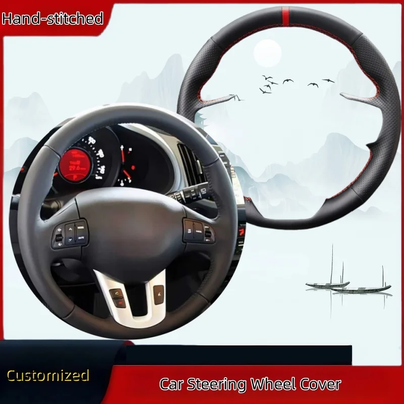 DIY Custom High-quality Genuine Leather Steering Wheel Cover For Kia Sportage 3 SL 2011-2014 Kia Ceed 2010-2012 Auto Interior