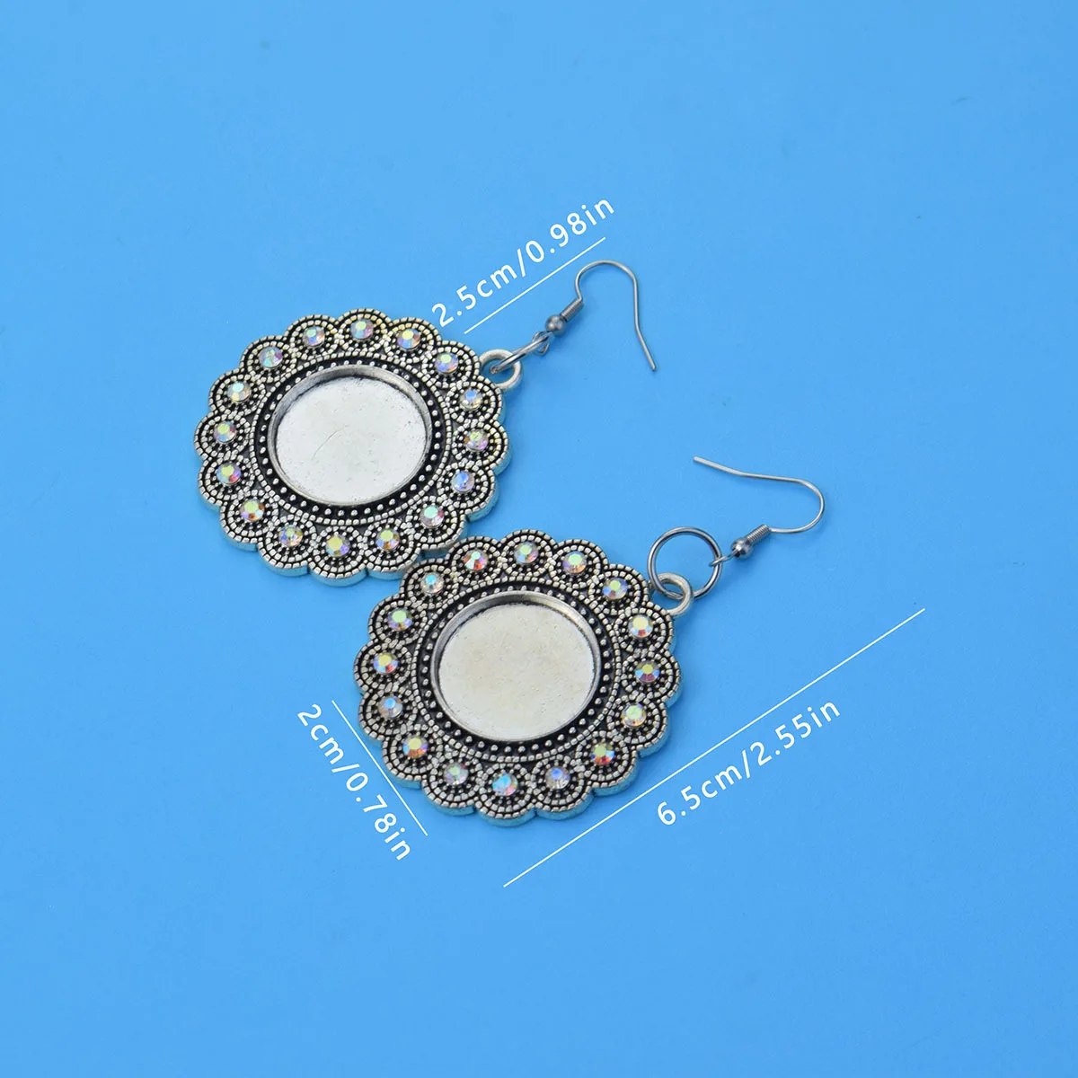 2pcs Blooming Lotus Pattern Flowers Theme Time Gemstone Lace Pendant Earrings Artistic Elegance Glass Pendant Earrings Exquisite