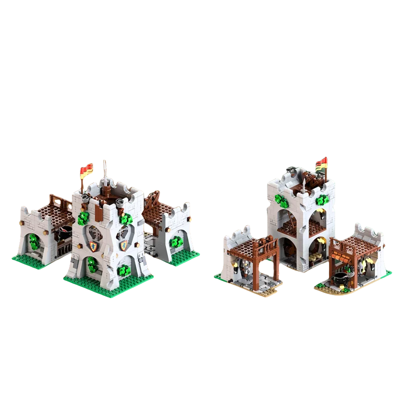 MOC-Bausteinspielzeug, mittelalterliches Schloss, Eckturmmodell, 900 cps, kreatives Festivalgeschenk, geeignet für alle Architekturliebhaber