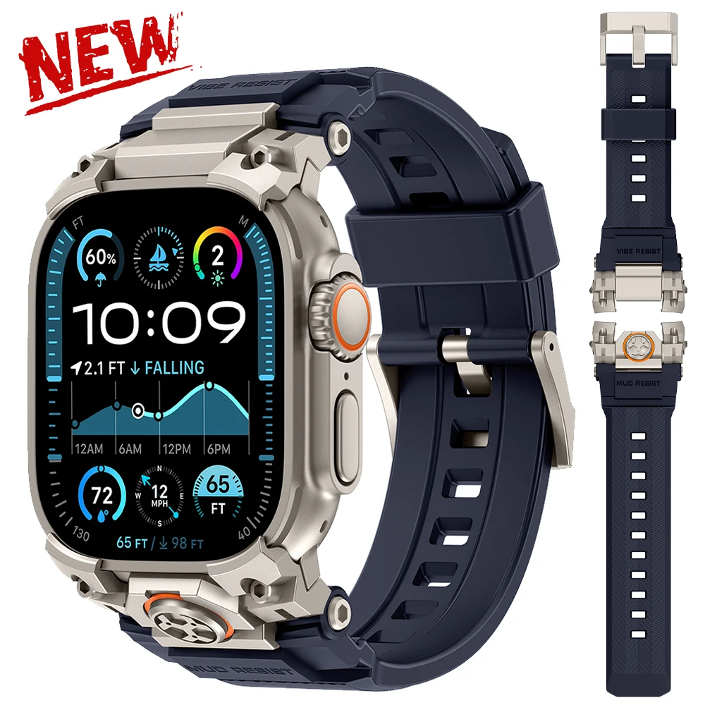 

Rubber Watchband for Apple Watch Band Ultra 3 49mm Luxury Loop Bracelet for iWatch Ultra 2 1 49mm Metal Connector Silicone Strap