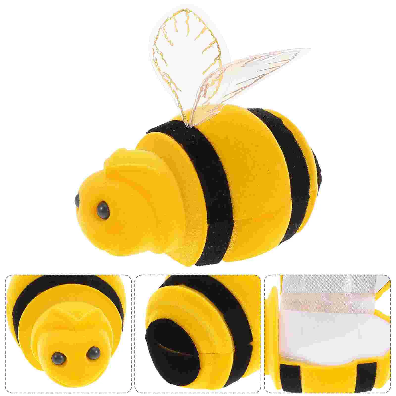 Bee Jewelry Box Bees Decorations Storage Cases Stuffed Plush Toy Honey Toys Small Decorative Jar Animal Plushies