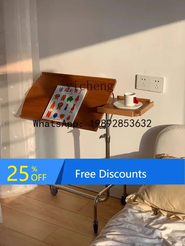 

LYY Sofa Side Table Mobile Music Stand Lifting Side Table Solid Wood Trolley Storage