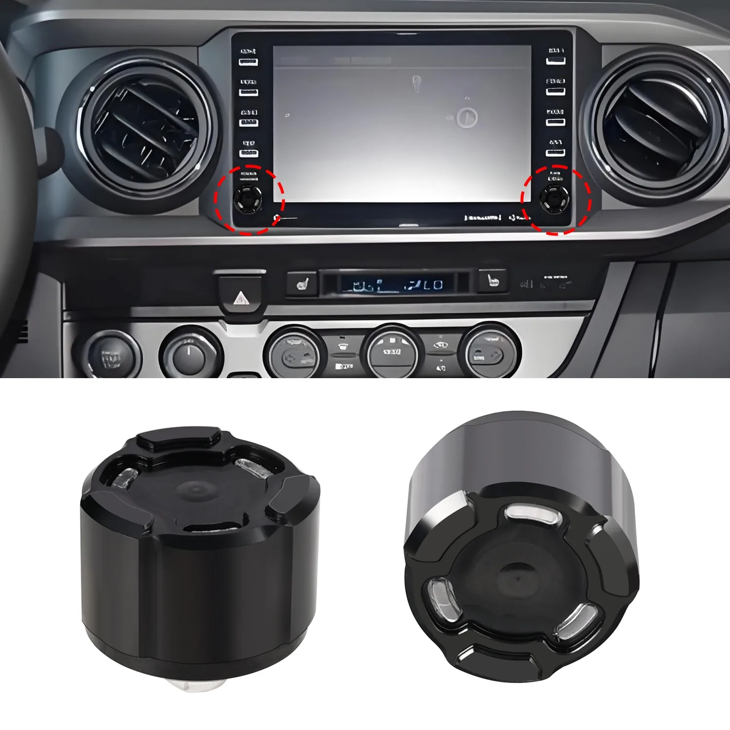 

2PCS Volume Radio Knobs Switch Button Cover Replacement Accessories For Toyota Tacoma V1 MK3 3Rd 2020 2021 2022 2023