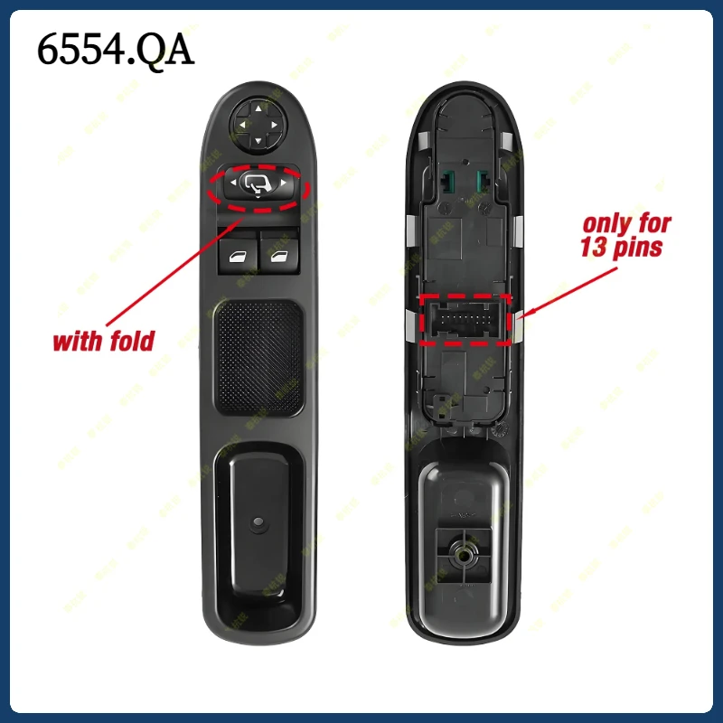 6554.QA 6554QA sin plegado y con plegado Para Peugeot 207 Citroen C3 Picasso 2009-2014, Interruptor de control del elevalunas eléctrico del lado del conductor