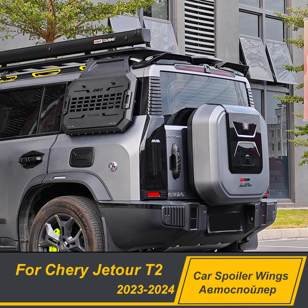 

For Chery Jetour Traveller T2 2023 2024 Rear Roof Window Car Spoiler Wing ABS Glossy Black Segmented Side Tail wing Accessories