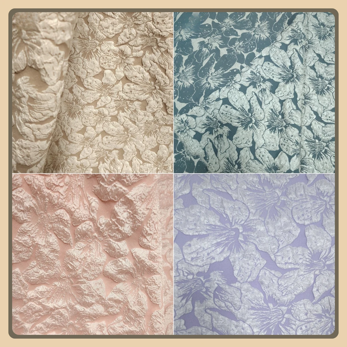

Jacquard Bubble Crepe Fabric with Large Flower Relief Texture for Strapless Women Dress Top Best Selling DIY Clothing Material