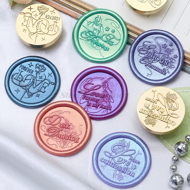 

Wax Seal Stamp Heads Heartstrings Love Forever Poem Dusk Dancing Forever For You Pattern Relief Brass Seals For DIY Crafts Gifts