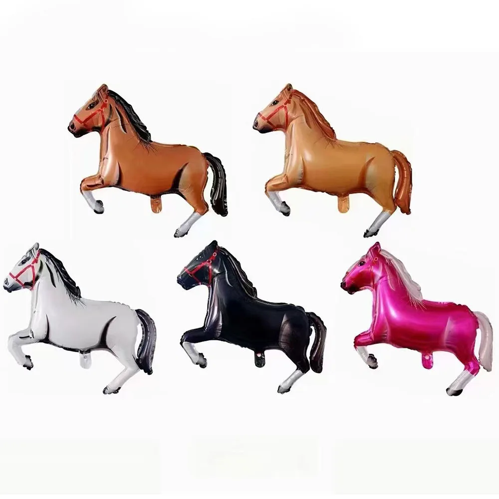 Globos de papel de aluminio con forma de caballo, 5 piezas, decoraciones para fiesta temática de caballo, cumpleaños, Baby Shower, fiesta de vaquero