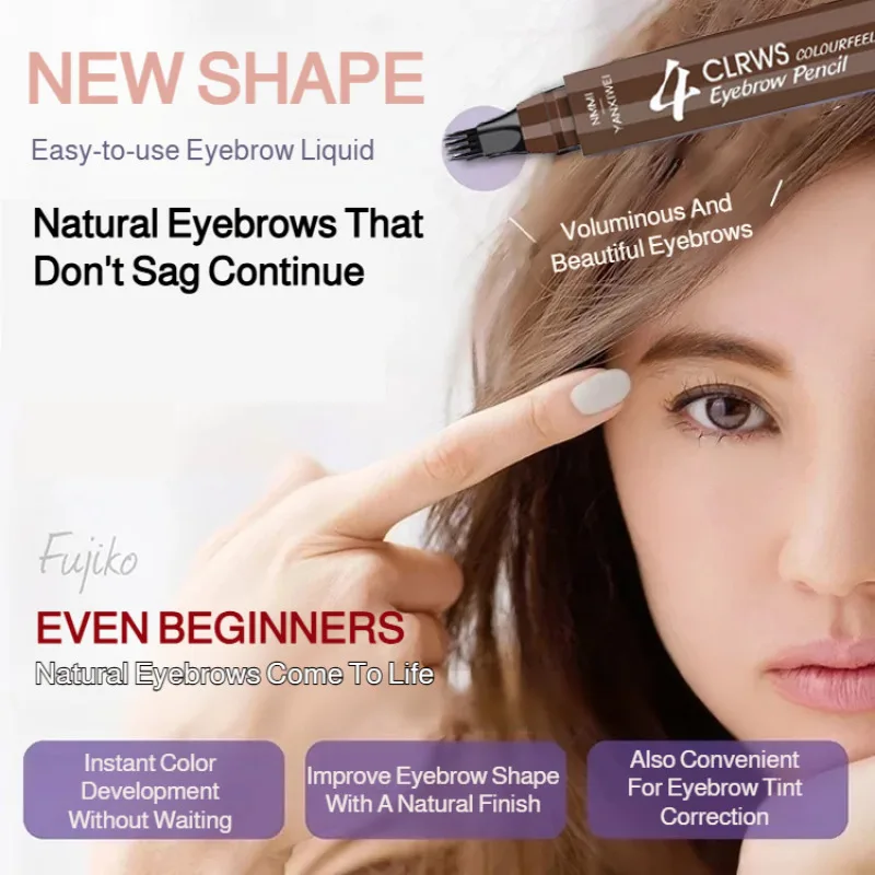 Crayon à sourcils étanche et étanche, pour sourcils sauvages, longue durée, enraciné, un Quad, liquide