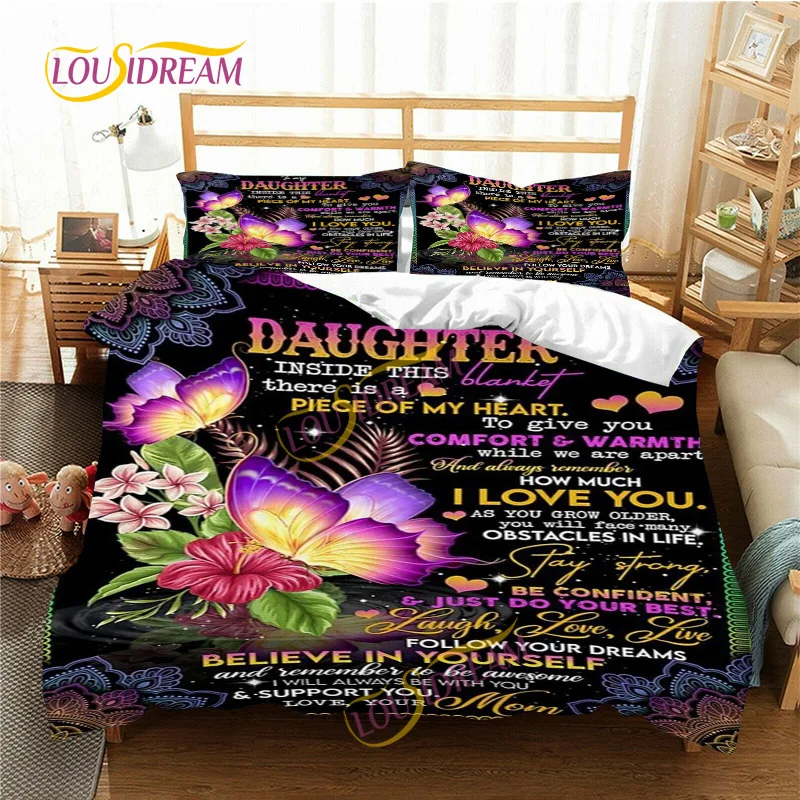 To My Daughter Gift Special Custom Design Three-Piece Duvet Cover Pillowcase  Personality  bedroom Decor Soft Sheet