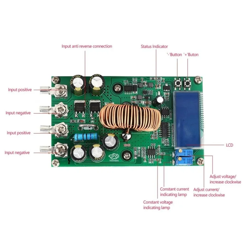 Voltage Regulator WD5020 - Supply DC-DC 20A Large Power Adjustable Step-Down Module