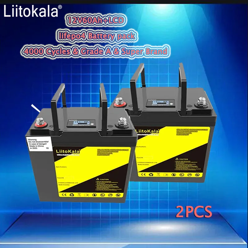 2pcs LiitoKala LiFePO4 แบตเตอรี่ 12 V/12.8 V 60Ah 30Ah 40Ah 50Ah Campers กันน้ํารถกอล์ฟแบตเตอรี่ Off-Road Off-Grid พลังงานแสงอาทิตย์