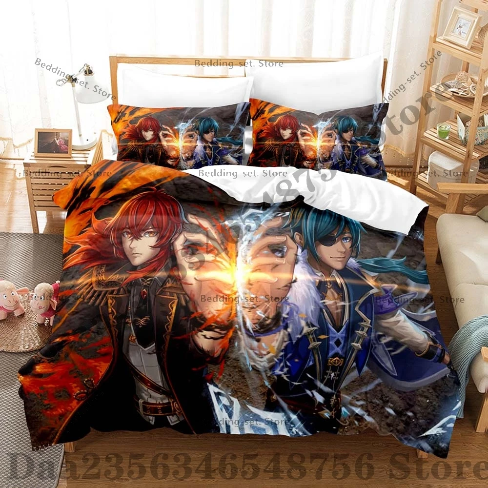 

Kawaii Anime Diluc Bedding Set Single TwinThree Piece Bedding Set - Luxury Comforter Set with Queen King Size Including Anime