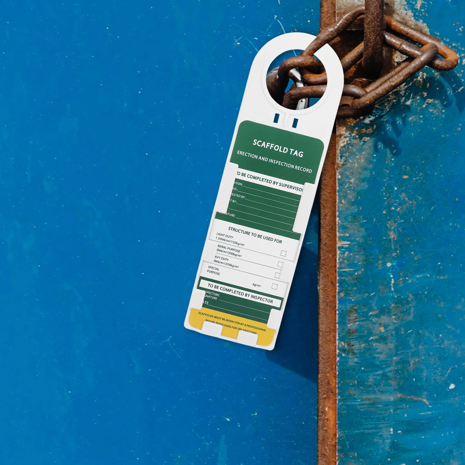 مجموعة واحدة من علامات فحص السلم ونظام علامات السلامة المقاوم للطقس لعلامات فحص السقالات الصناعية ومستلزمات الآلات