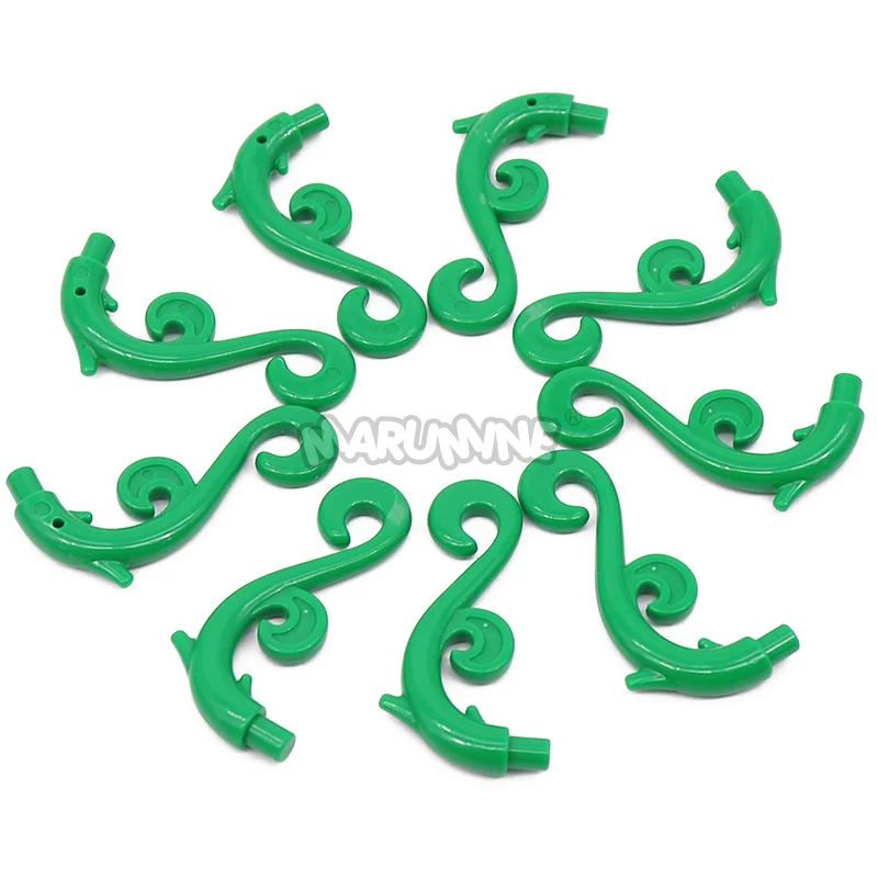 Marumine 28870 MOC Brick 100PCS Plant Stem Bending Swirl Parts Construction Tree DIY Garden Potted Model Accessories