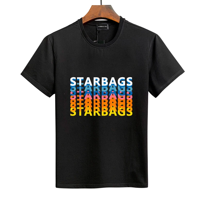 Starbags dsq Short sleeve T-shirt men`s wear creative overlapping color print summer cotton fashion trend top quality T-shirt