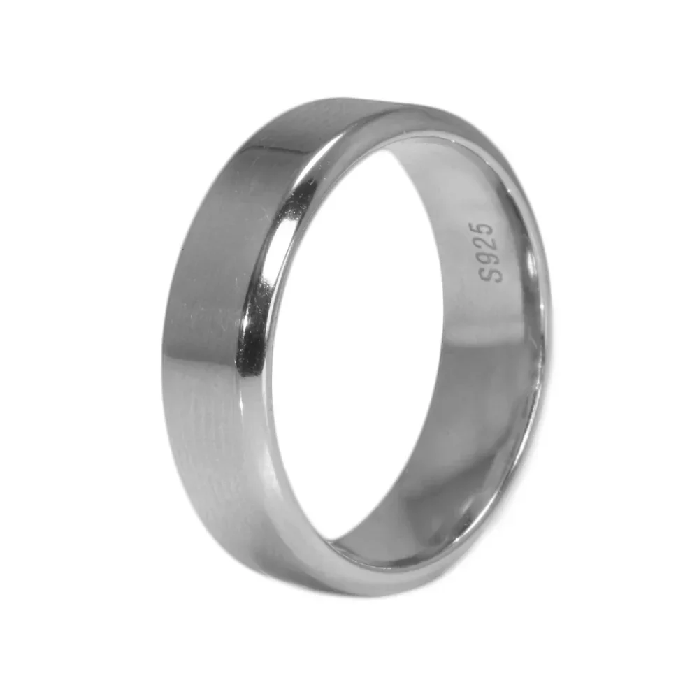 925 Sterling Silver 6mm Classic Polished Ring for Men and Women Free Name Engraved Inside Smooth Wedding Band Minimalism Jewelry