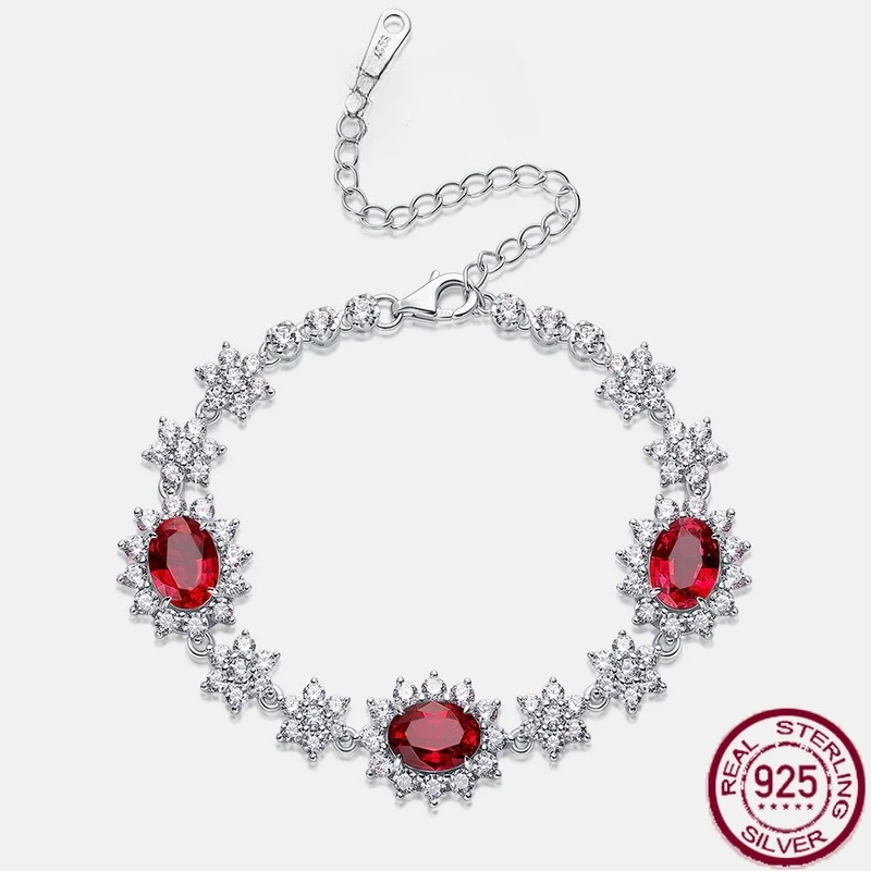 

Новый светлый роскошный комплект из чистого серебра S925 с красными драгоценными камнями подсолнечника и браслетом из культивированного красочного драгоценного камня, свадебные украшения