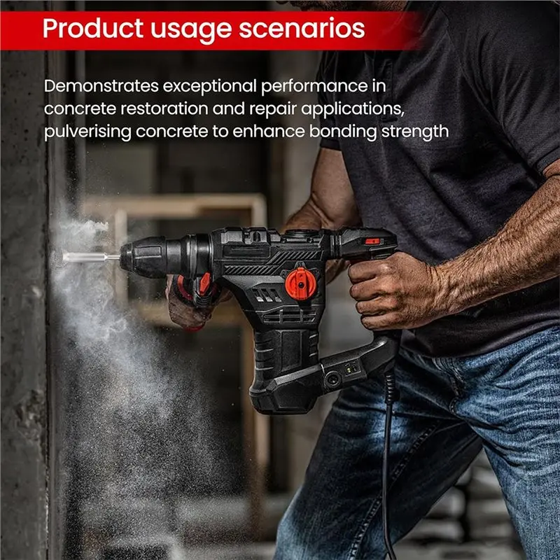 أداة جلبة SDS Plus مقاس 6 × 1-1/4 بوصة، 16 نصيحة لقمة مطرقة بوش لإصلاح الخرسانة، وإعداد التصحيح، وإزالة السطح الخشنة-B91B #3