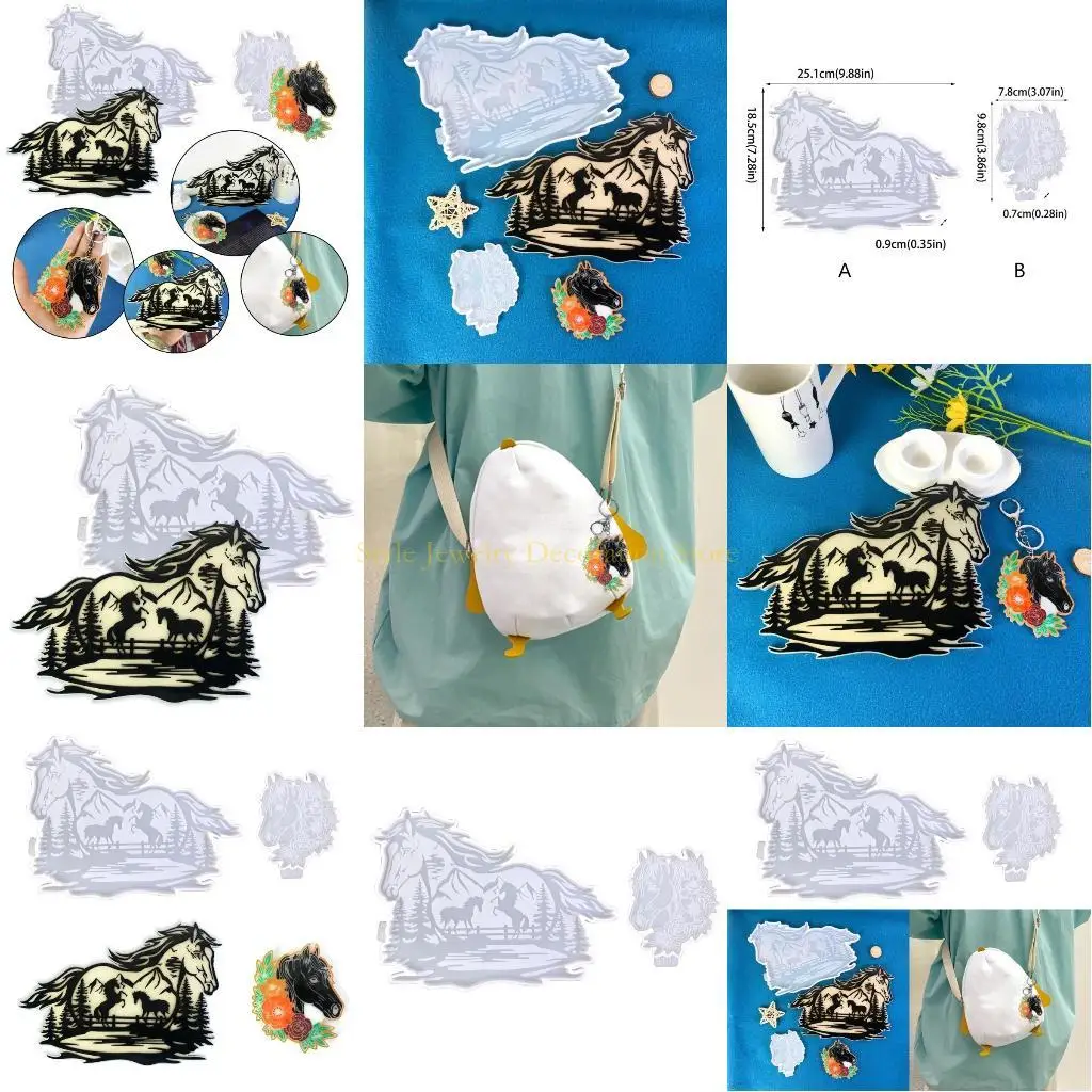 D46E Exquisite Horse Decoration Creating Silicone Mold Durable Silicone Mold for Customized Crafts Office Decoration