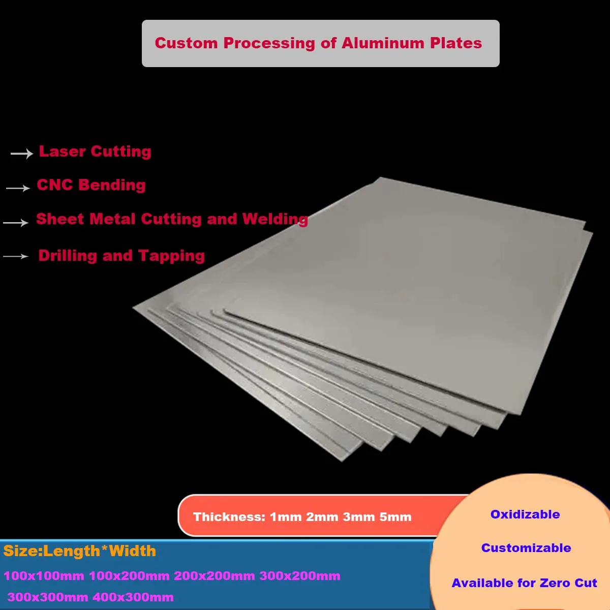 

6061 Aluminum Plate Processing Custom 7075 Aluminum Plate 1/2/3/5/8/10mm Thick Aluminum Alloy Sheet Laser Cutting