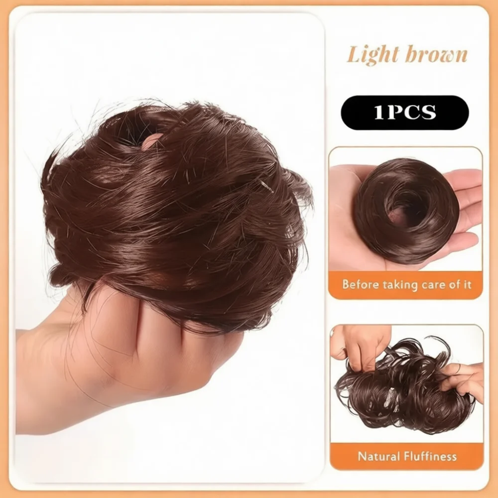 Messy Bun Extension Synthetic Hairpiece Fluffy Updo Scrunchie Straight Wrap Chignon Natural Looking Fashion Hair Tool