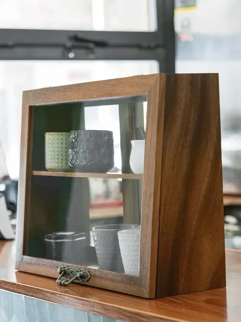 American Walnut Storage Cabinet Coffee South Clay Pot Tea Set Dustproof Transparent Countertop