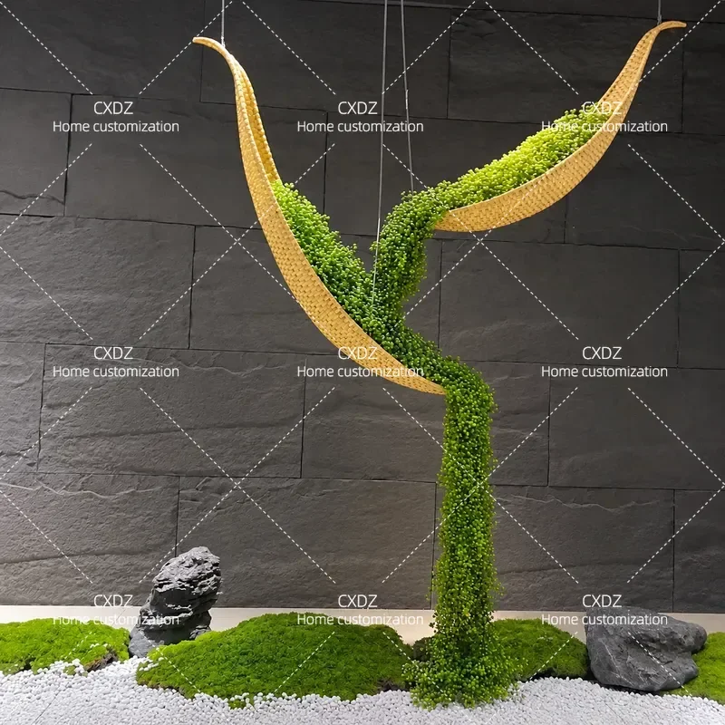 Simulation Red Bean Boat Rattan Decoration Floral Green Fruit Bowl for Hotel Lobby Office Model Room Art Installation