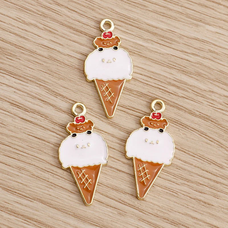 Tusember 10 Stück Niedliche Lebensmittel-Anhänger aus Emaille, Sommer-Eiscreme-Anhänger für Schmuckherstellung, Ohrringe, Halsketten, DIY-Zubehör – Detail 12