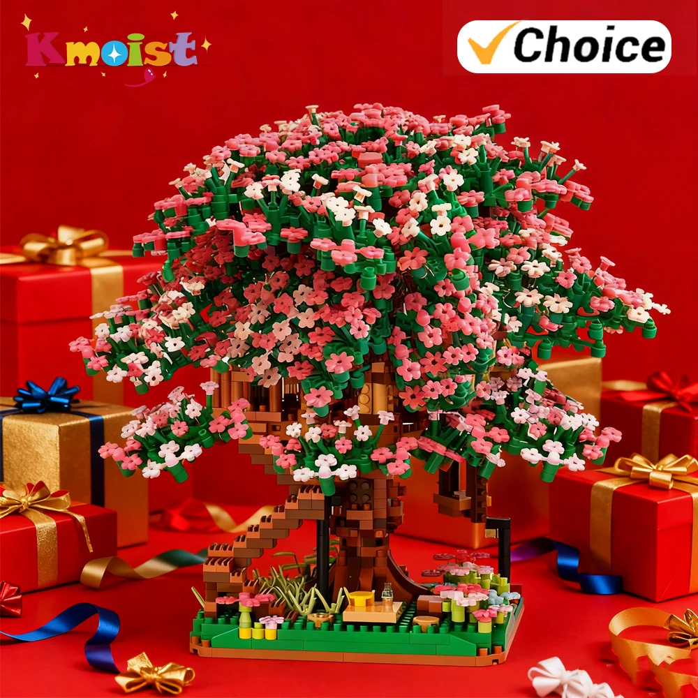

Building Blocks Mini Sakura Tree Set DIY Cherry Blossom Bricks with Light Treehouse Model Xmas Ornament Romantic Christmas Gifts