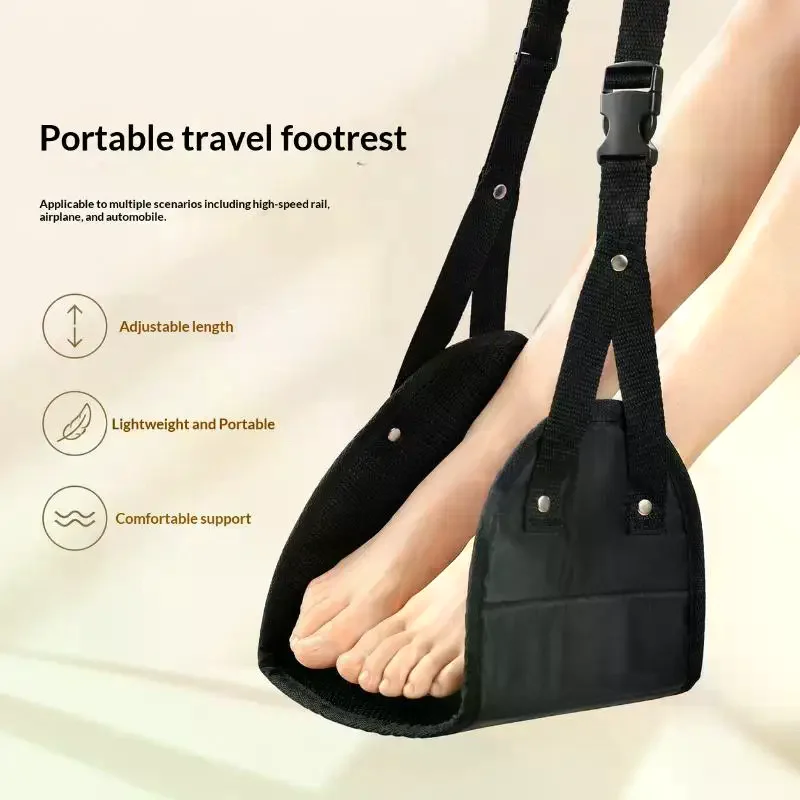 1 Pc Portable Airplane Footrest with Adjustable Strap Hammock Leg Rest Travel Accessories for Flight Office & Home Relaxation