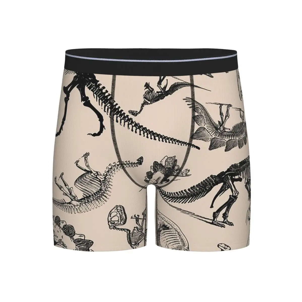 

Длинные трусы-боксеры, шорты, винтажный музей, динозавры и скелеты, черные и кремовые трусы, мужское нижнее белье, подарок бойфренду