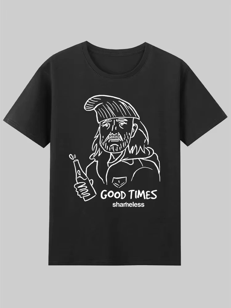 

motorcycle 2025 Shameless Dad Frank FRANK Drinking Short Sleeve Cartoon Casual Short Sleeve T-Shirt Men's Women's T-Shirt Loose