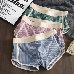 Fashion Men's Underwear Cotton Striped Wide Waistband Panties Comfortable Breathable Soft Boxer Shorts Sports Underpants Homme