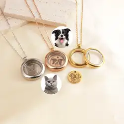 Custom Pet Fur Necklace Pet Fur Locket Necklace Dog Hair Memorial Locket Necklace with Photo Dog Pet Remembrance Loss Pet Gift