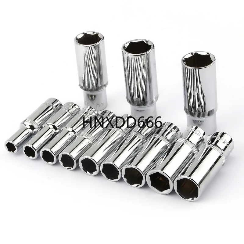 

CRV 12pcs 3/8”Inch Driver Deep Long Sockets Set 65mm Length 10mm Square Hole 8 9 10 11 12 13 14 15 16 17 18 19mm