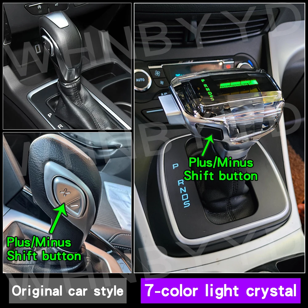 LED Crystal Gear Shift Knob For Ford Kuga Escape Mondeo Fusion Ecosport 13-16 Automatic Transmission Lever Shifter Handle Stick