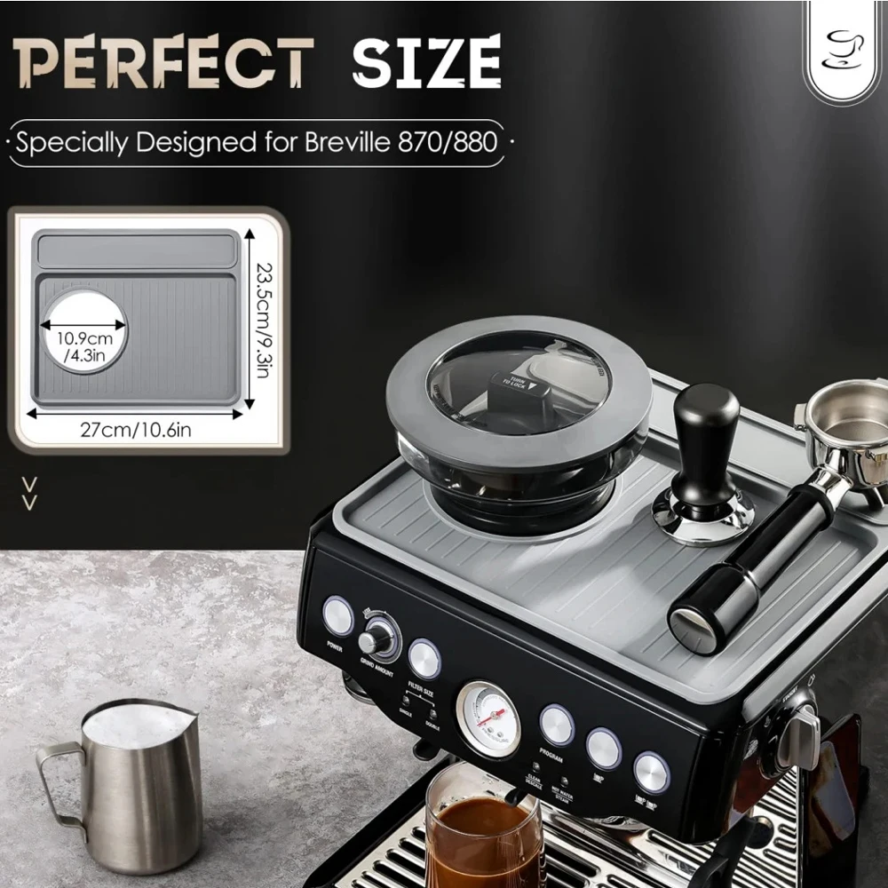Food Grade Silicone Anti-Slip Espresso Tamper Mat Silicone Coffee Mat for 870/880 Espresso Machine Top Cover Mat