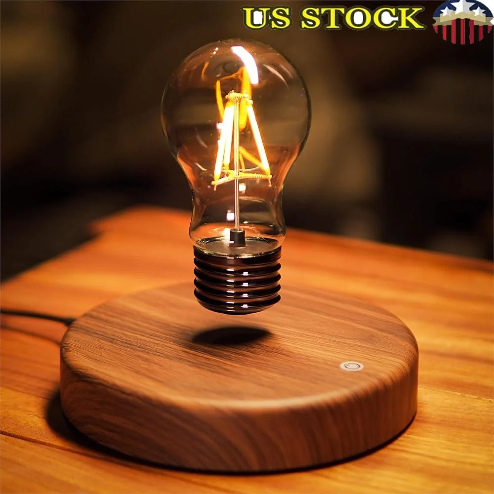 Levitating Bulb Lamp Magnetic Floating LED Light Desk Table Night Light Automatic Rotating Unique Gift Home Office Bedroom