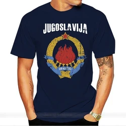 Jugoslavija jugosławii herb T-Shirt Vintage czarny wysokiej jakości mężczyźni odzież bawełniana Ringer T Shirt