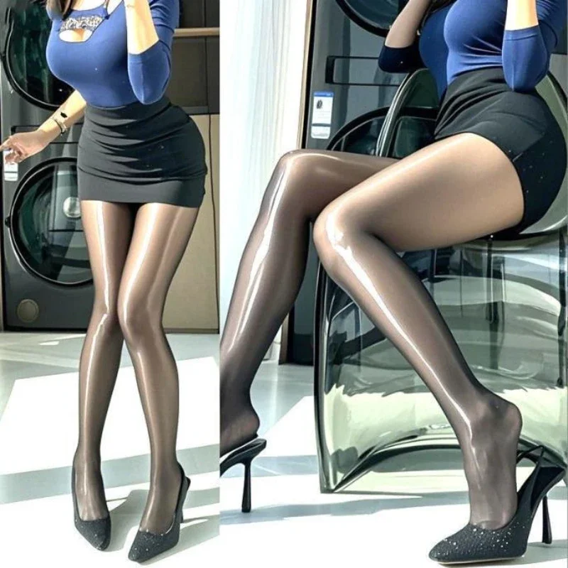 Sexy Ölstrumpfhose für Frauen, modische glänzende Strumpfhosen, Leggings, hochelastische, glänzende Ölstrümpfe, Damen-Strumpfhosen in Übergröße