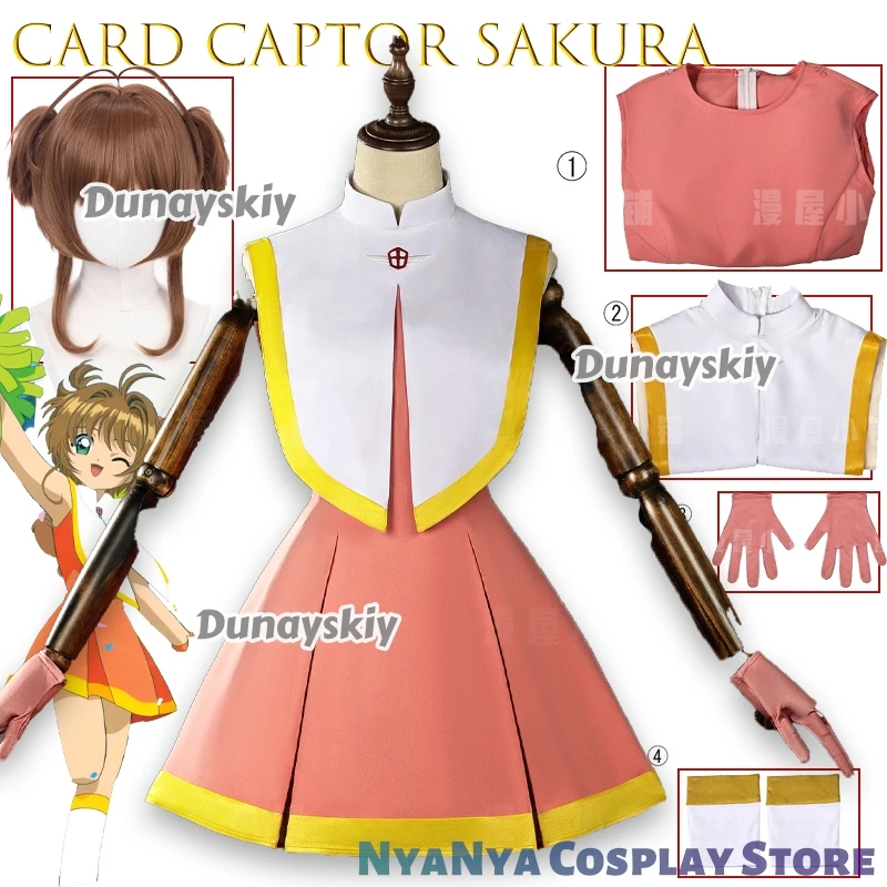 Card Captor Sakura Sakura animadora Cosplay disfraz conjunto para mujer uniforme escolar traje de personaje Cos personalizado fiesta Kawaii