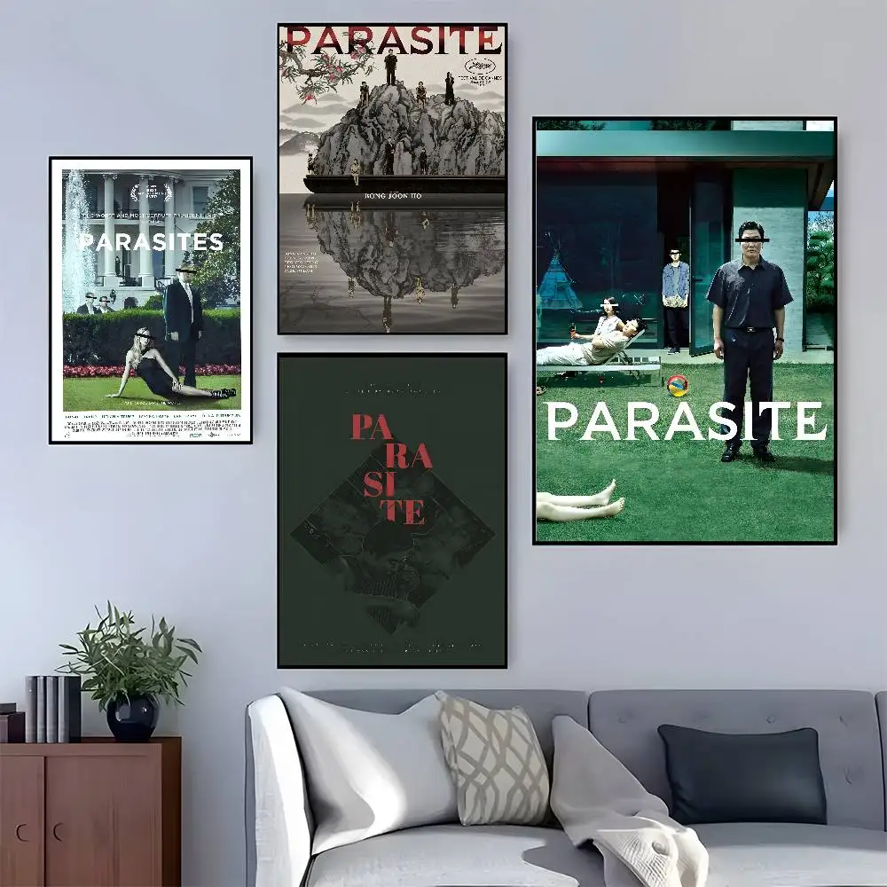 Korean Movies P-Parasite Poster HD Home Decor Sticky Wall Waterproof Home Living Room Bar Aesthetic Decor